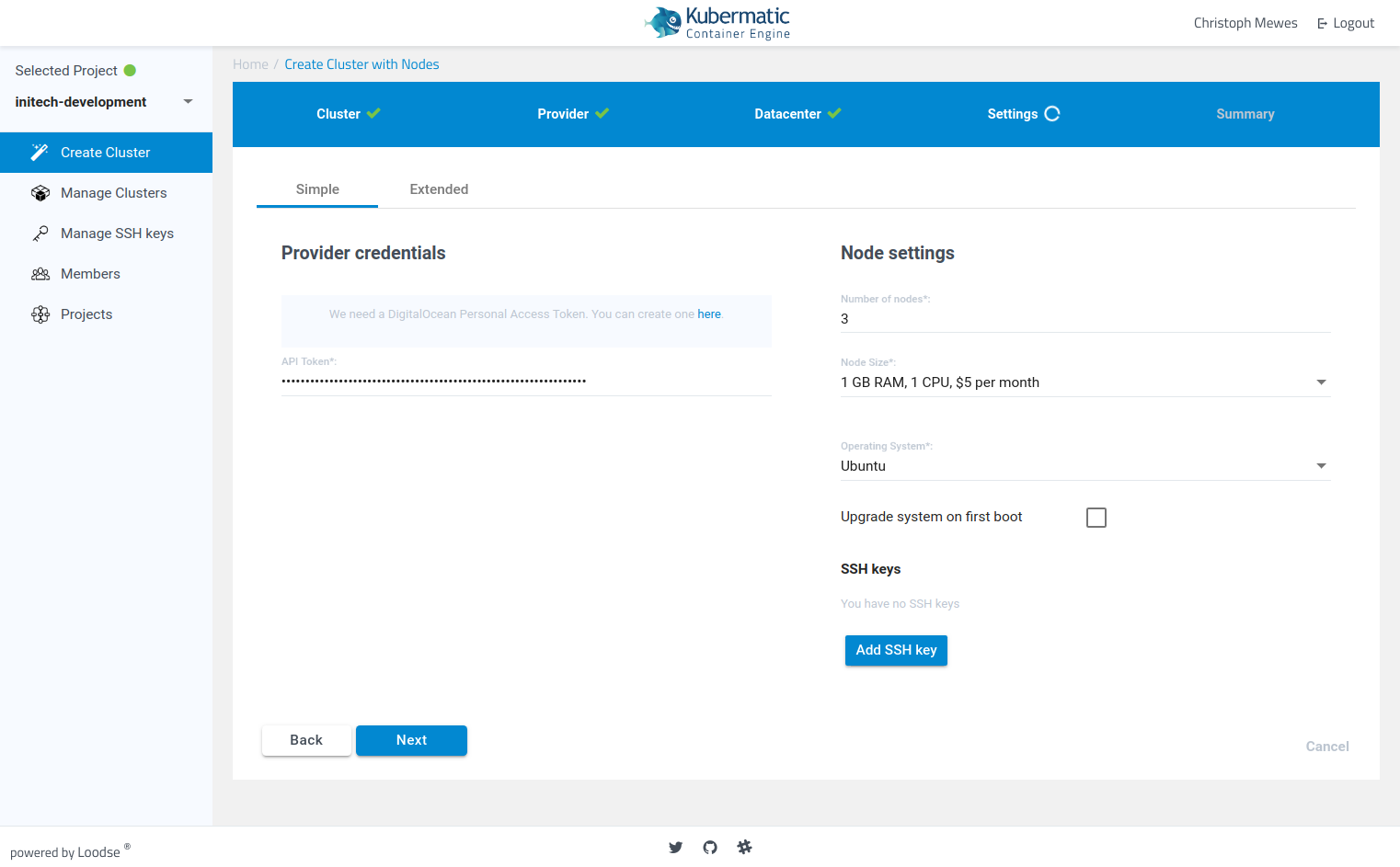 Screenshot of KKP&rsquo;s fourth cluster creation wizard page