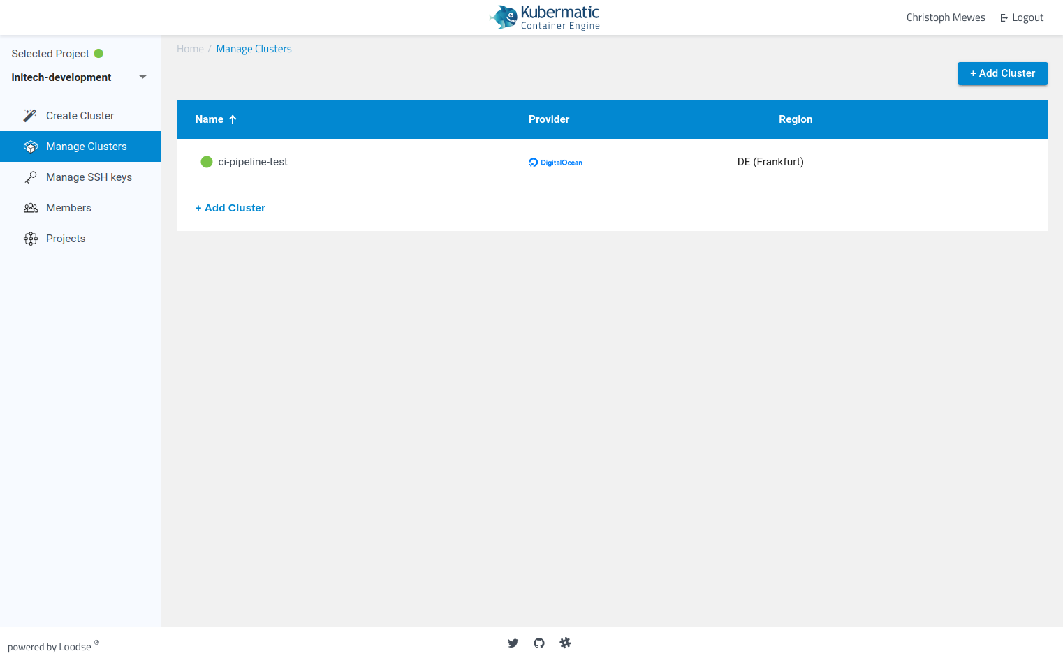 Kubermatic Kubernetes Platform (KKP) cluster overview