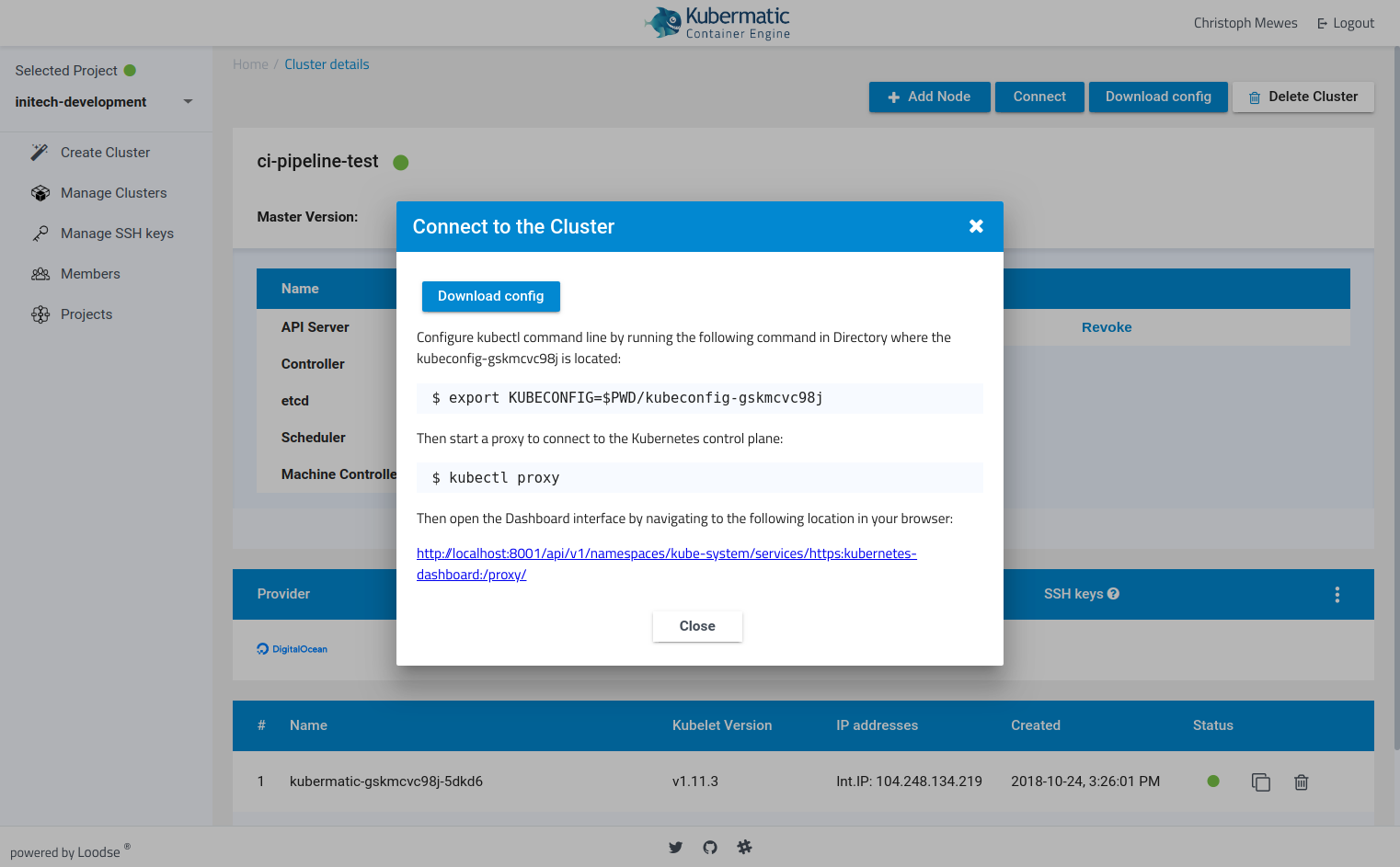 KKP kubeconfig view