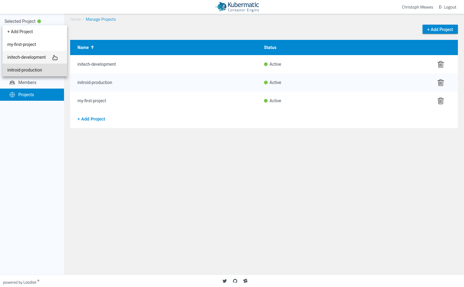 Screenshot of Kubermatic Kubernetes Platform&rsquo;s (KKP) first cluster creation wizard page