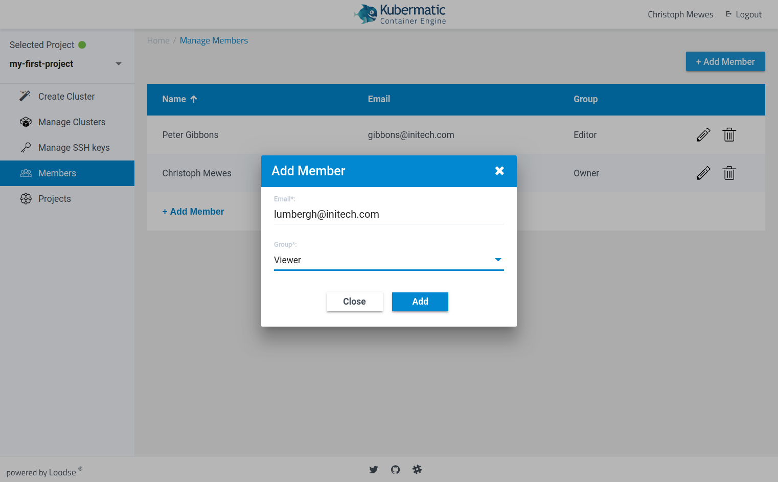 Screenshot of KKP&rsquo;s first cluster creation wizard page
