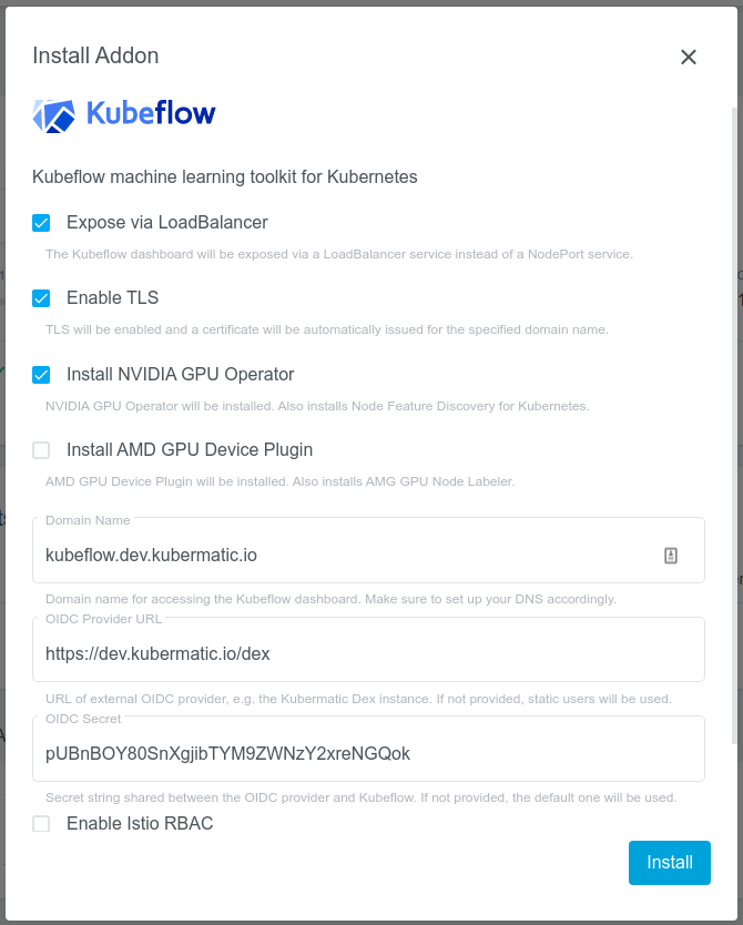 Kubeflow Addon Details