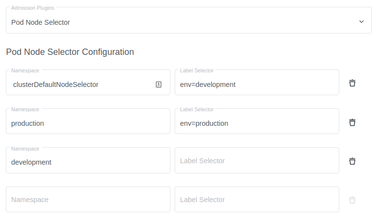 Admission Plugin Configuration