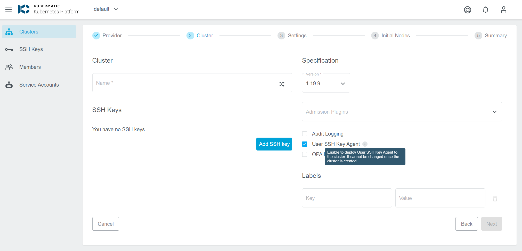 SSH Key Agent Checkbox