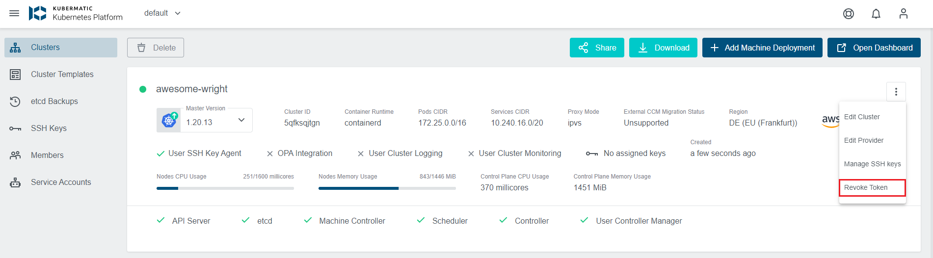 Select Revoke Token