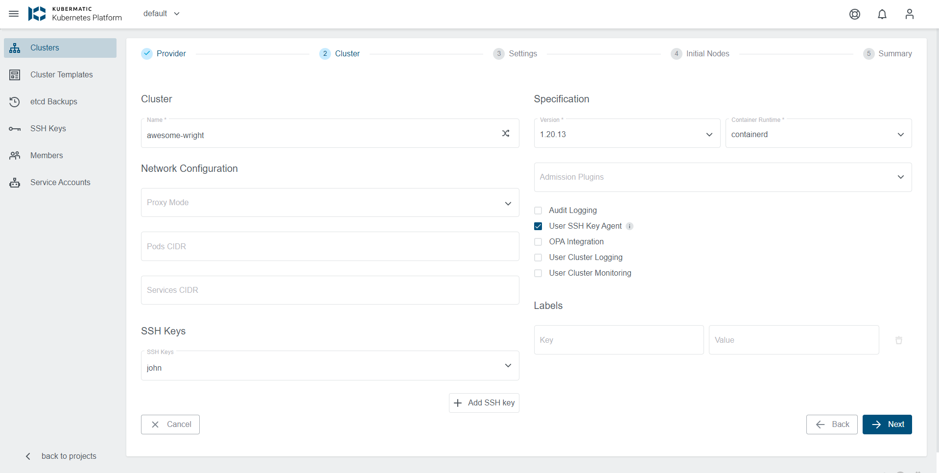 General Cluster Settings