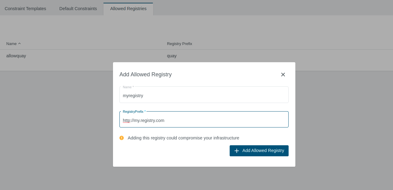 Allowed Registries Create