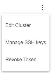 Cluster Details Ellipsis Menu