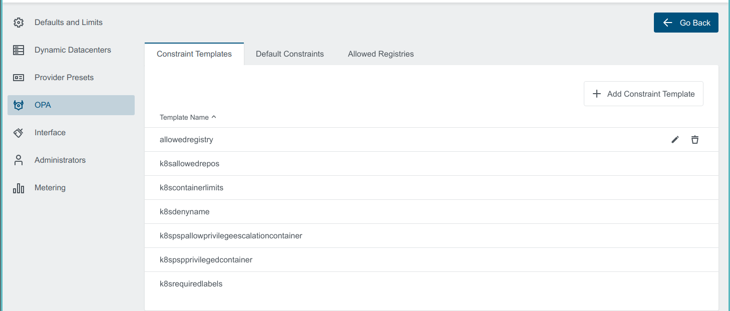 Edit Constraint Template