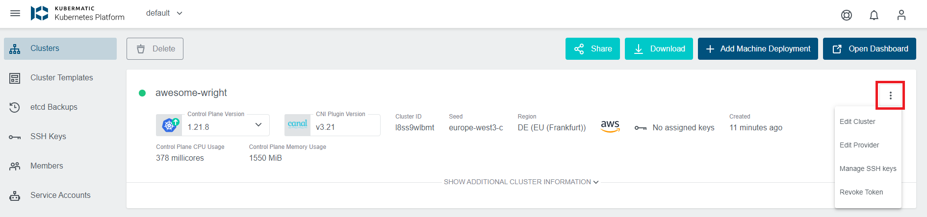 Select Edit Cluster Select Edit Cluster