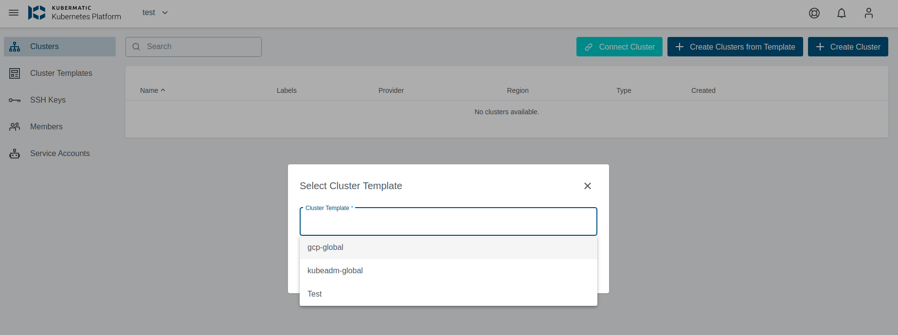Create Clusters Create from cluster wizard