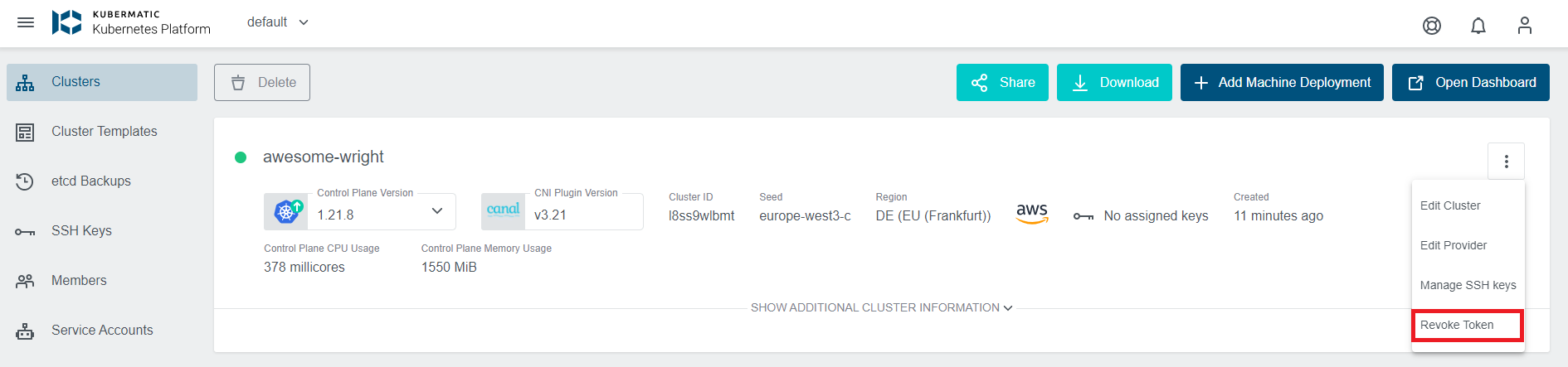 Select Revoke Token Select Revoke Token