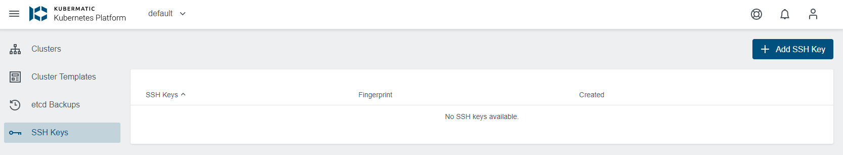 SSH Key List SSH Key List
