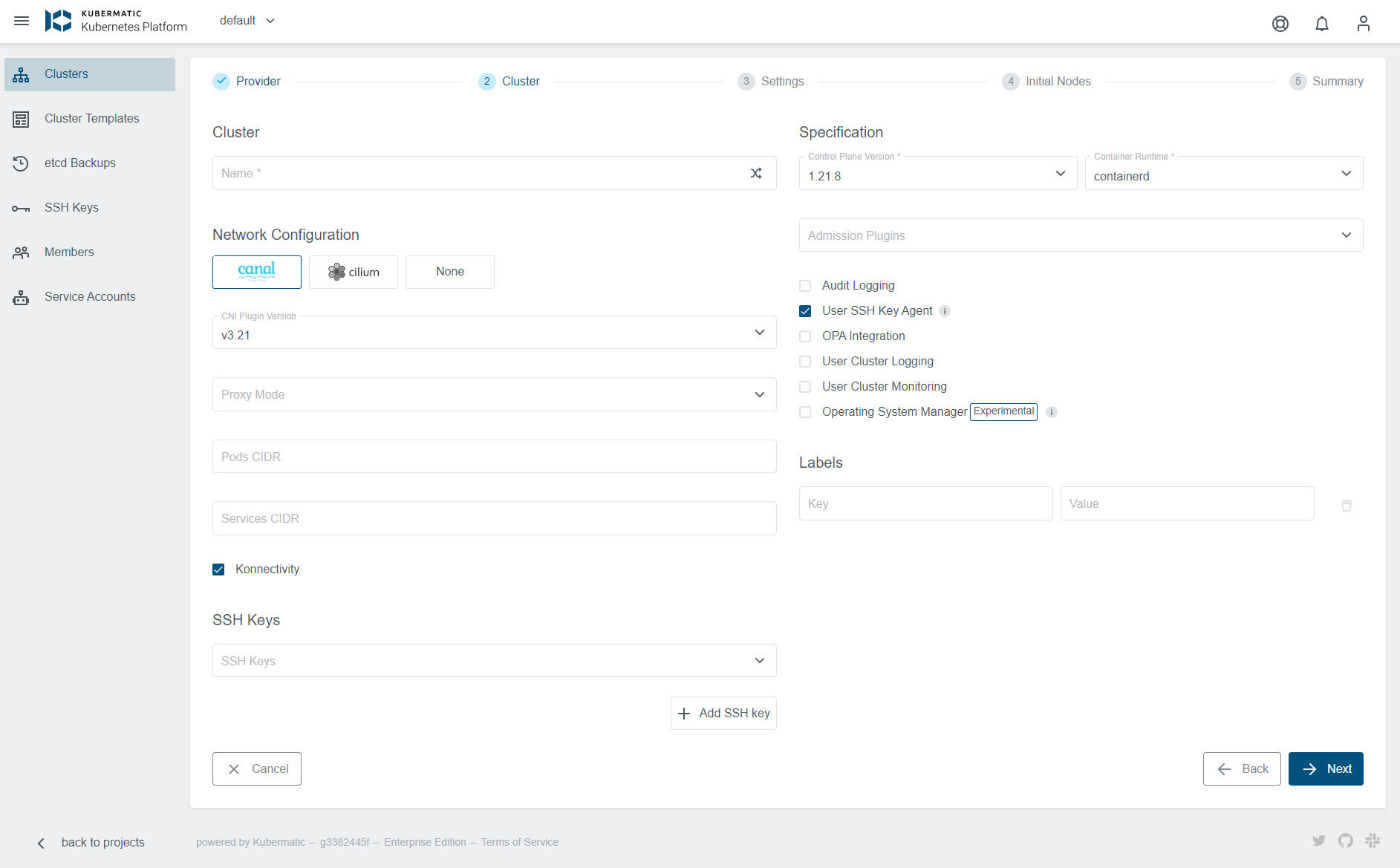 General Cluster Settings General Cluster Settings