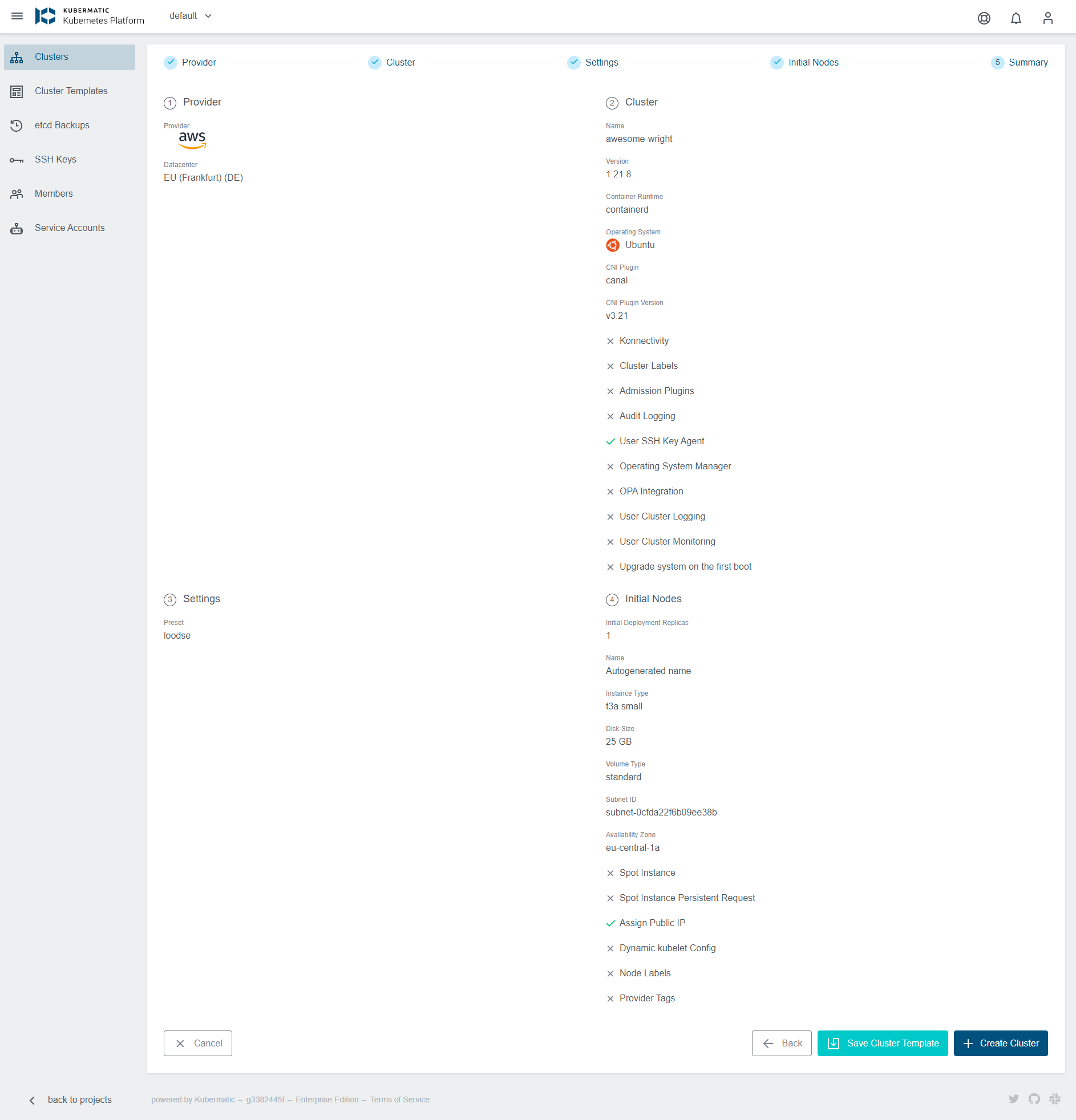 Cluster Details as a Summary Cluster Details as a Summary