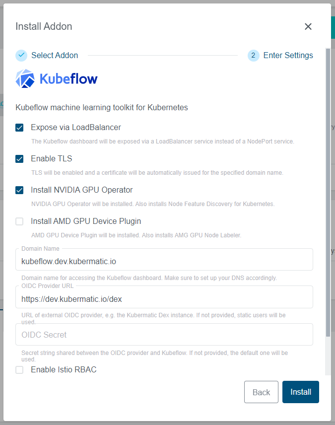 Kubeflow Addon Details