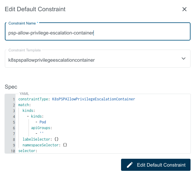 Edit Constraint Dialog Edit Constraint Dialog
