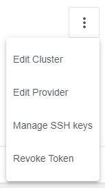 Cluster Details Ellipsis Menu