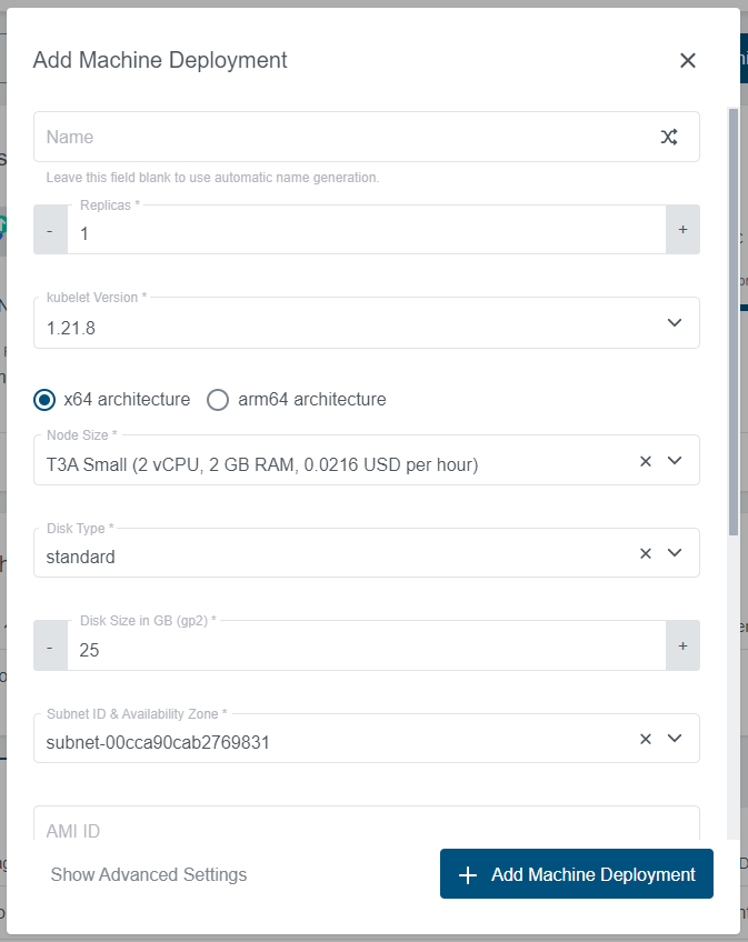 Add Machine Deployment Add Machine Deployment