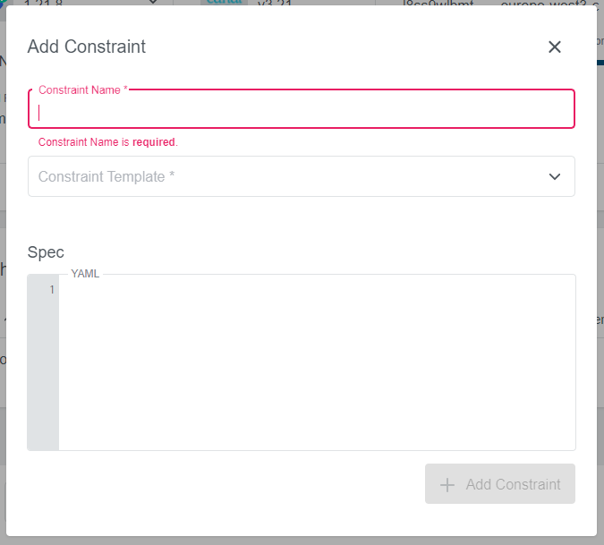 Add Constraints Dialog Add Constraints Dialog