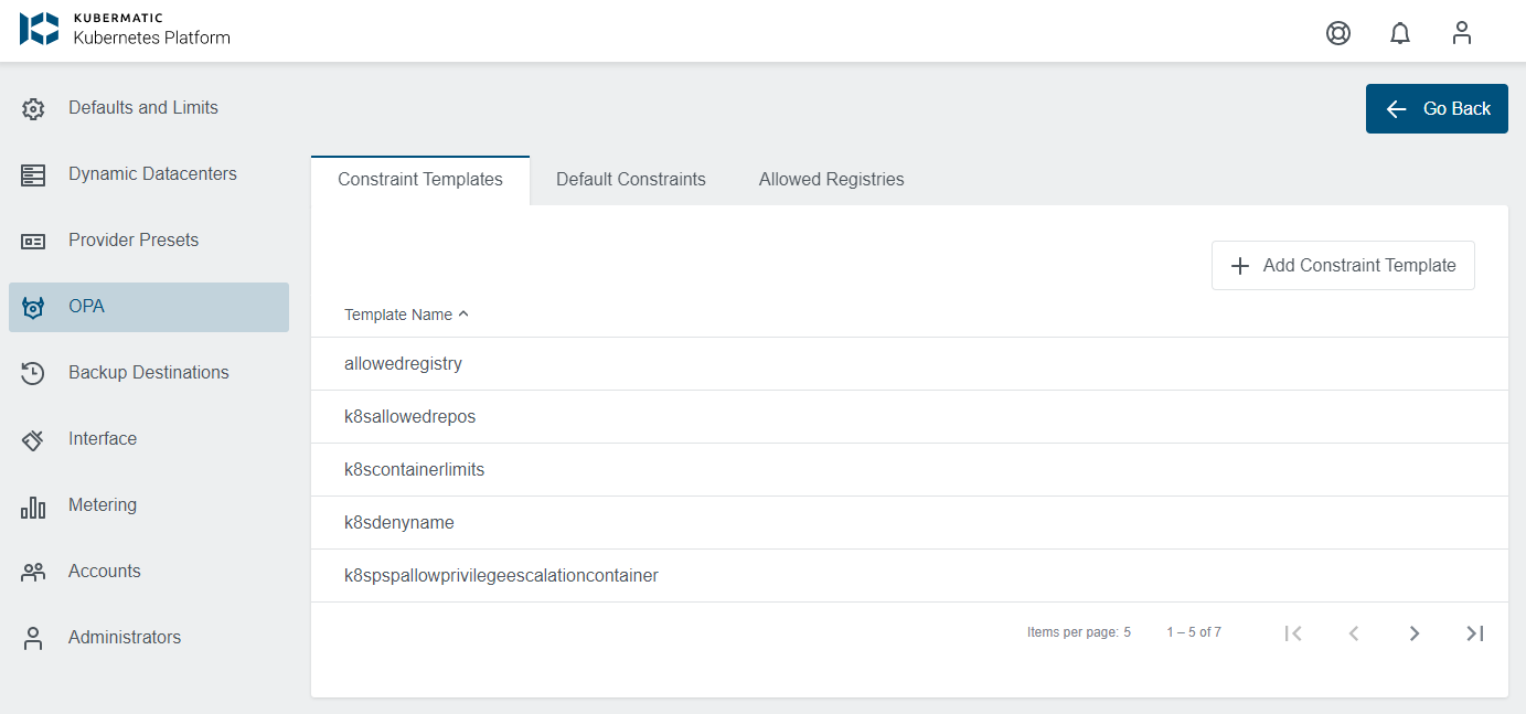 Constraint Templates Constraint Templates
