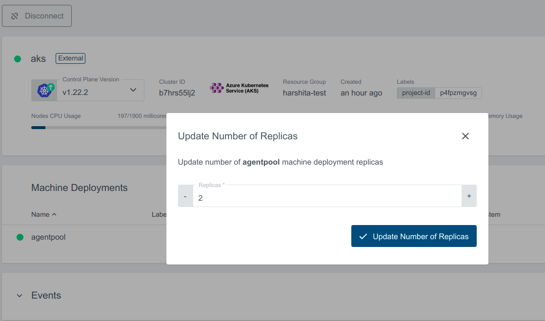 Update AKS Machine Deployment