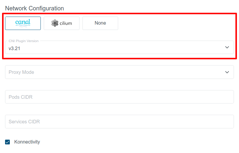 Cluster Settings - Network Configuration