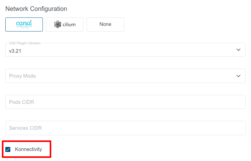 Cluster Settings - Network Configuration