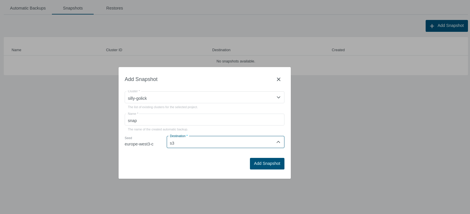 Etcd Backup Snapshots