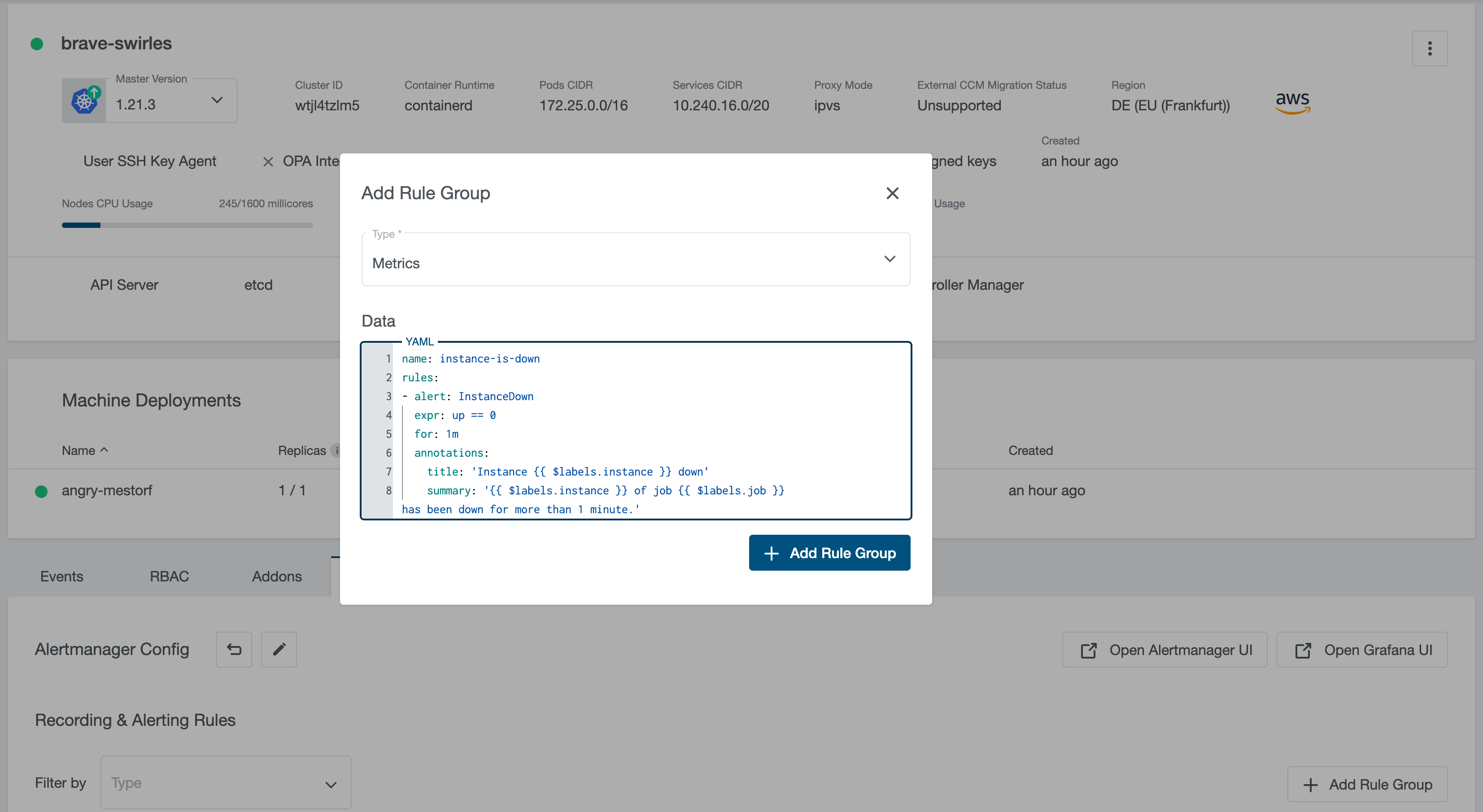 KKP UI - Alerting Rules Data