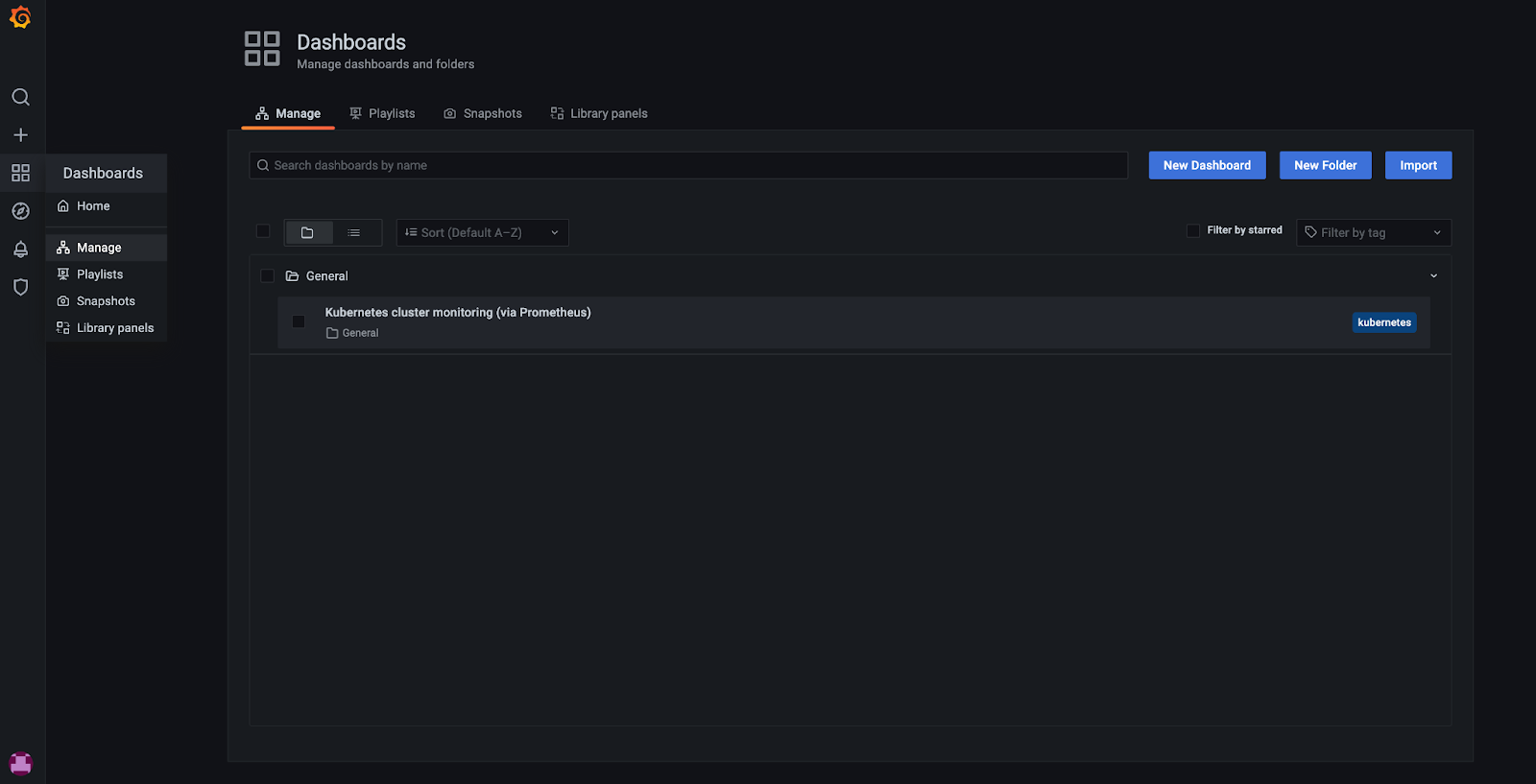 Grafana UI - Dashboards