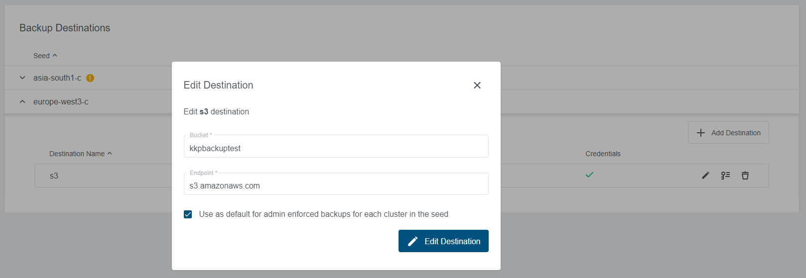 Set Default Destination