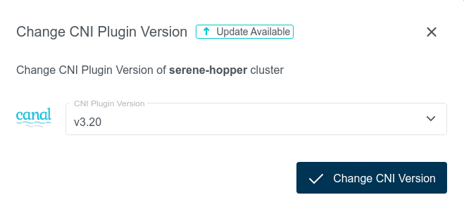 Cluster Details - CNI Plugin Version Dialog