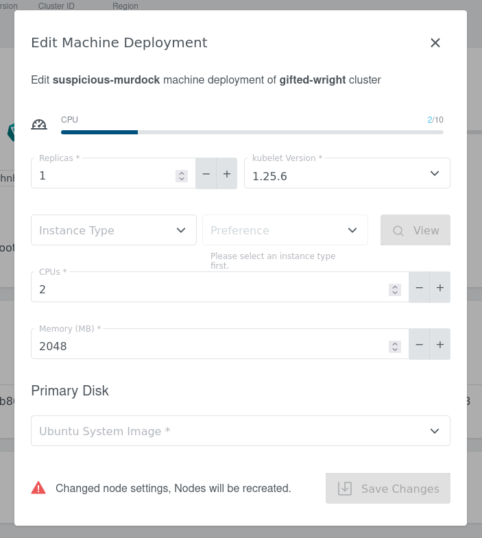 Machine Deployment Edit