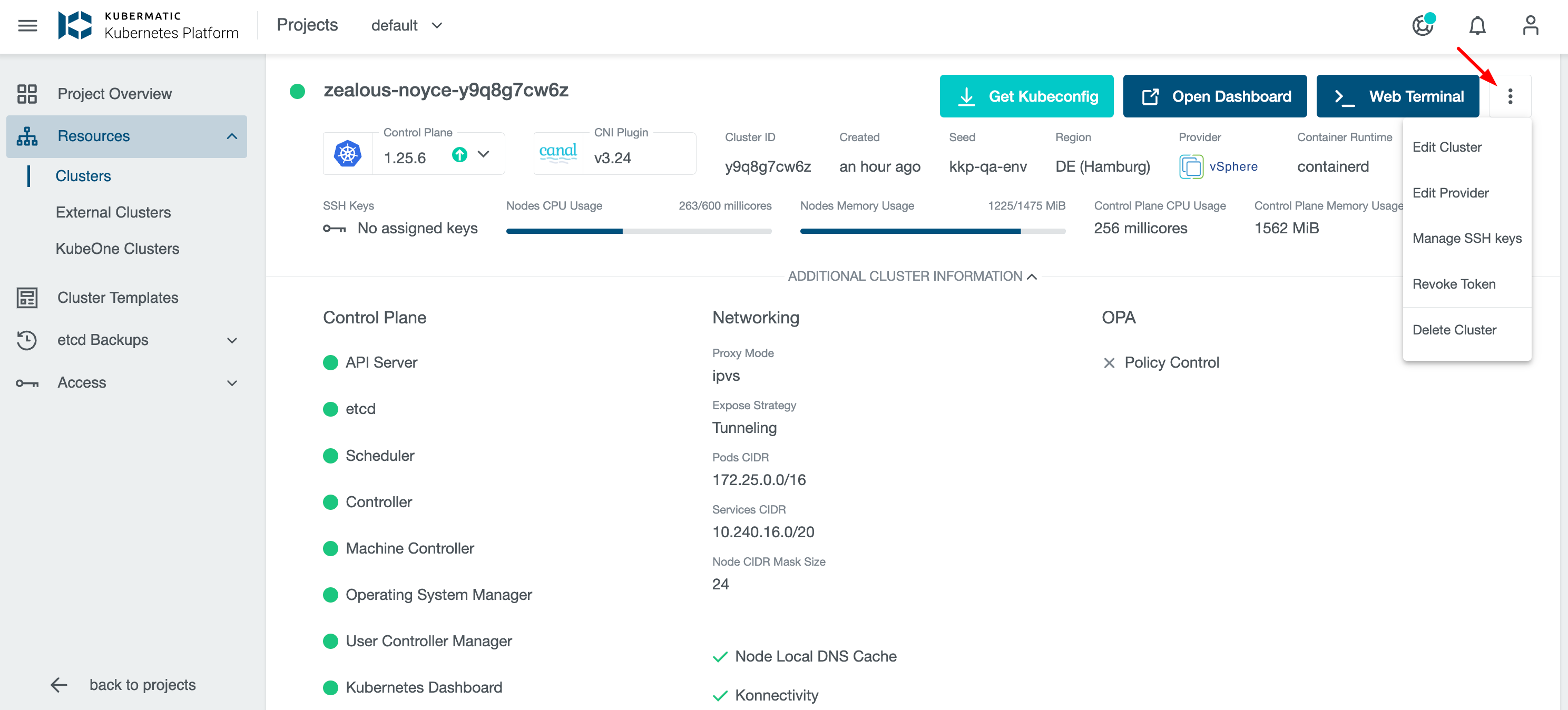 Select Edit Cluster