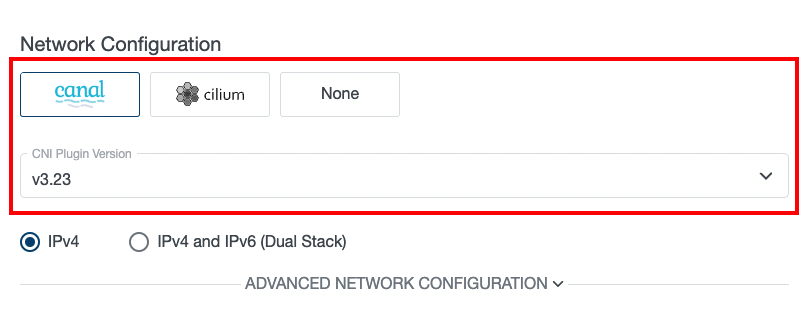 Cluster Settings - Network Configuration