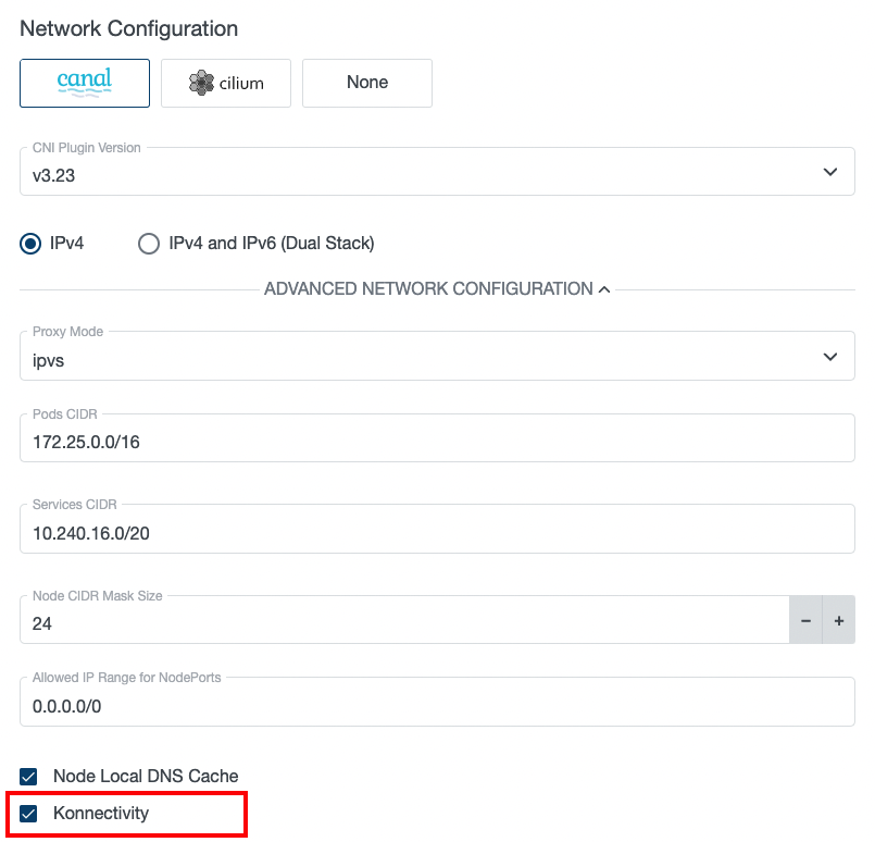 Cluster Settings - Network Configuration Cluster Settings - Network Configuration