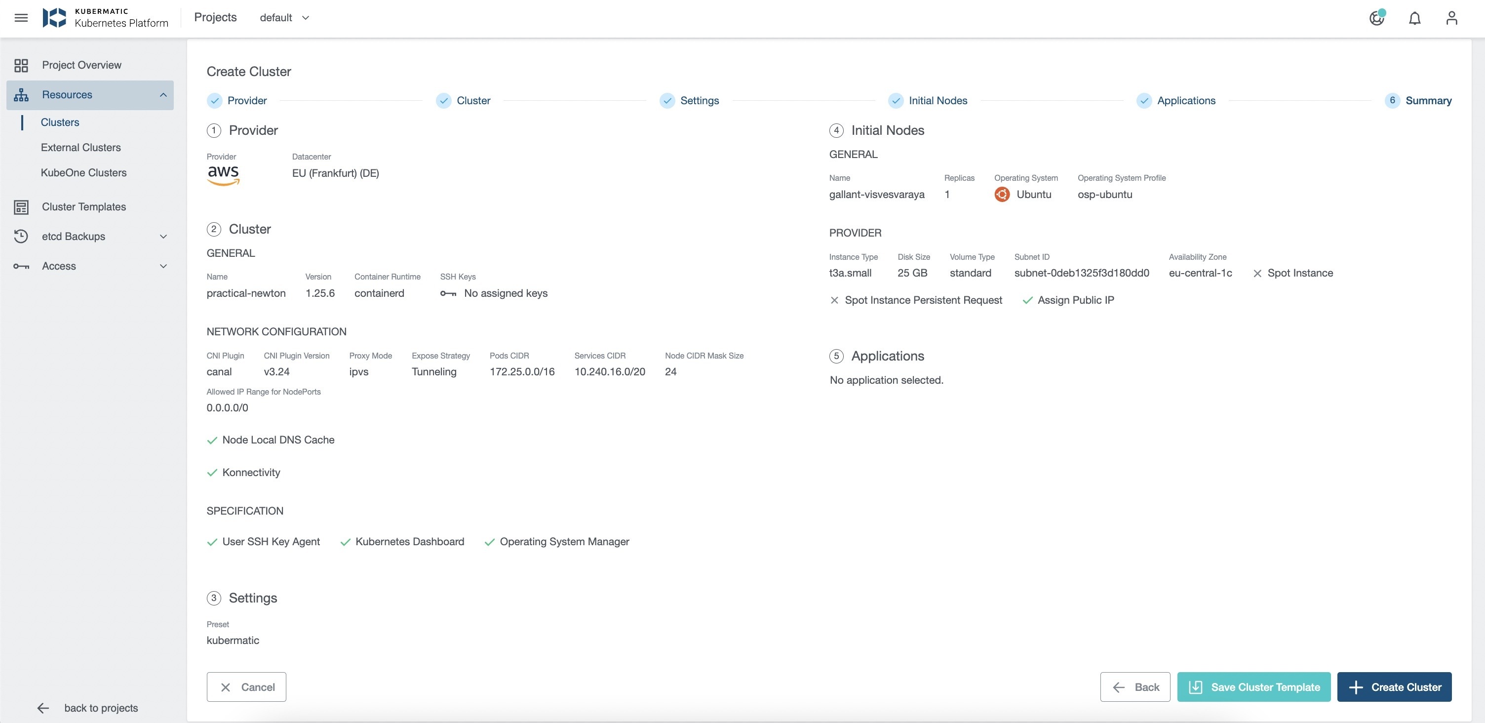 Cluster Details as a Summary