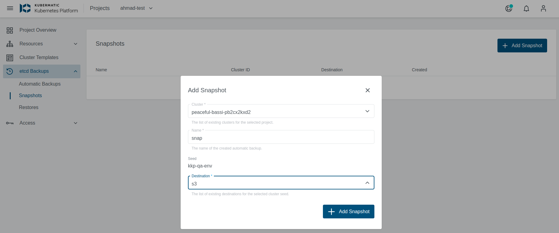 Etcd Backup Snapshots Etcd Backup Snapshots