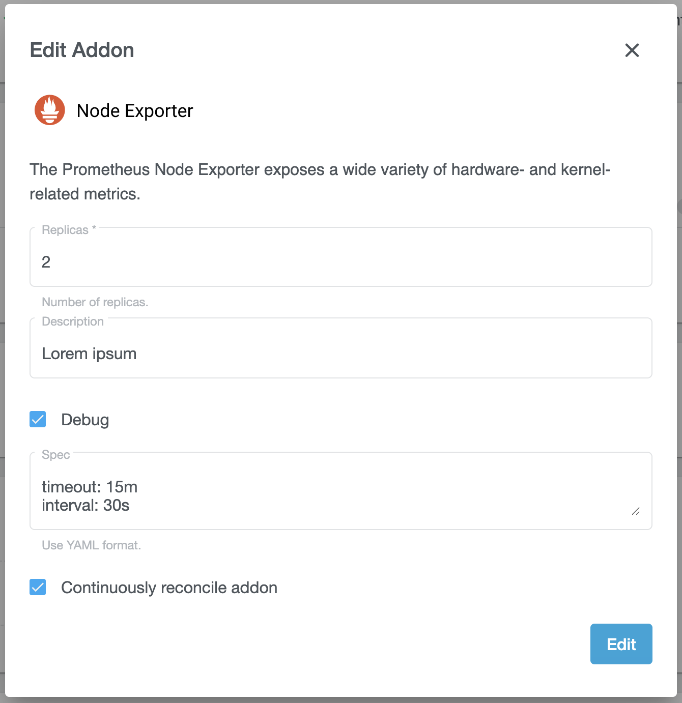 Addon Form Addon Form