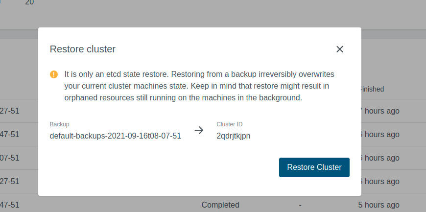 Etcd Backups Cluster Restore