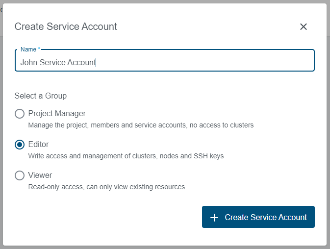 Create Service Account