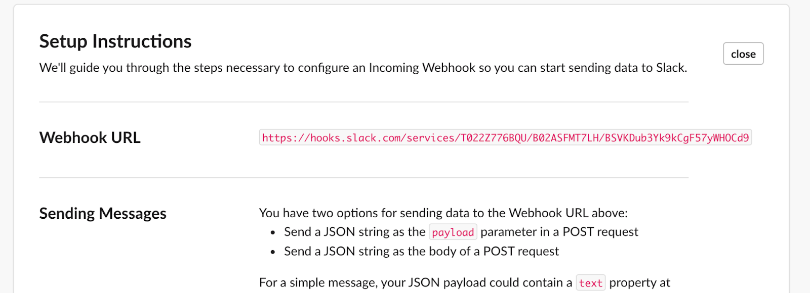 Slack Webhook URL
