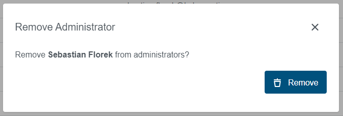 Administrator Delete Dialog Delete Administrator