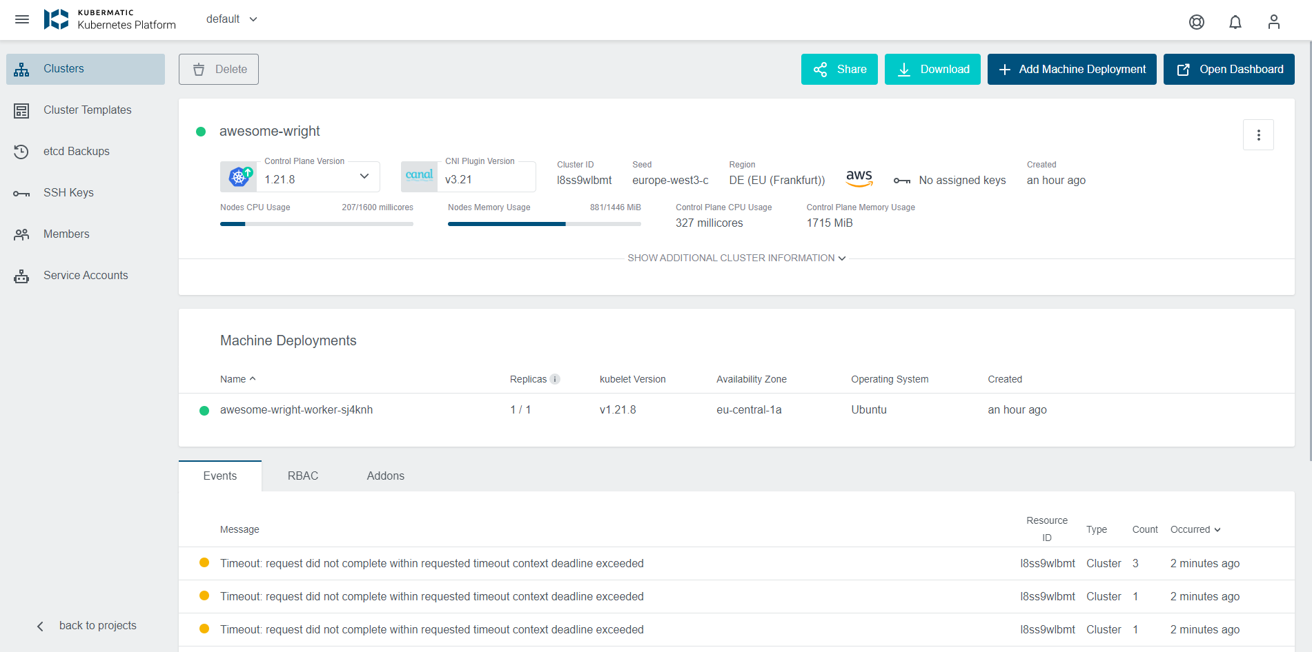 Kubermatic Dashboard Admin Panel