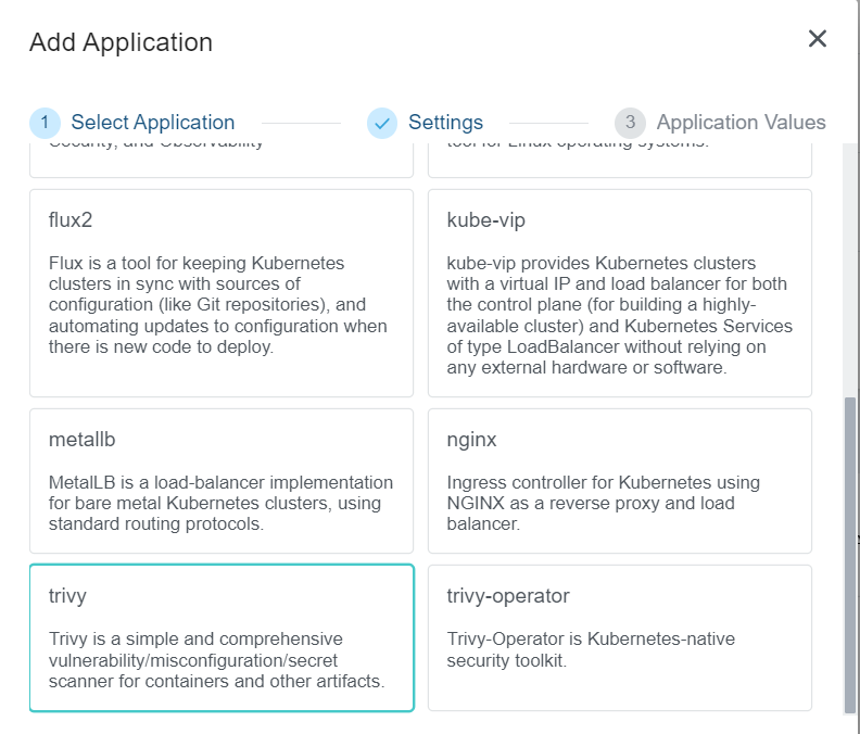 Select Trivy Application