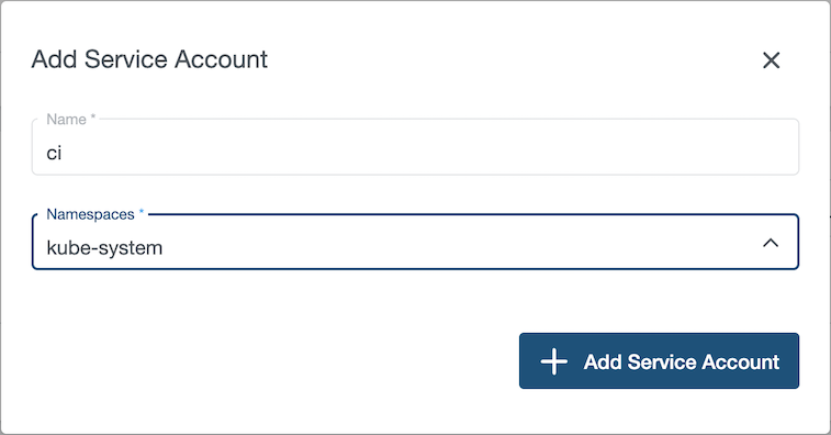 create service account in user cluster