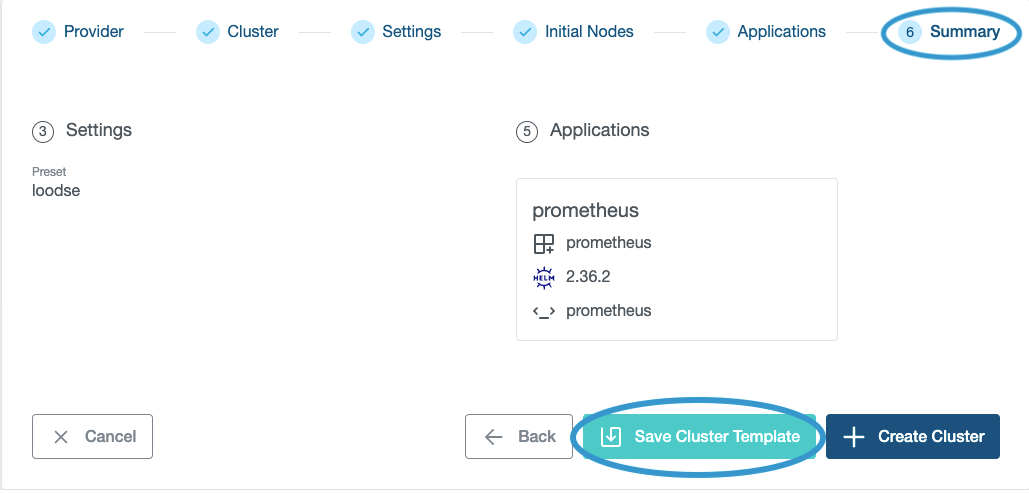 Saving As Cluster Template