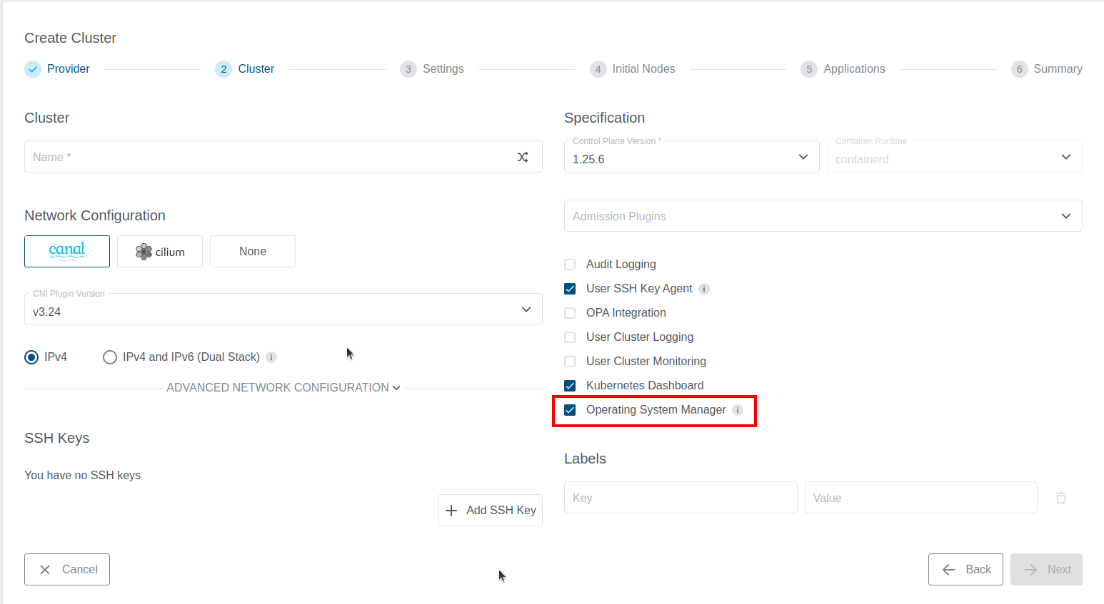 Enable OSM during cluster creation