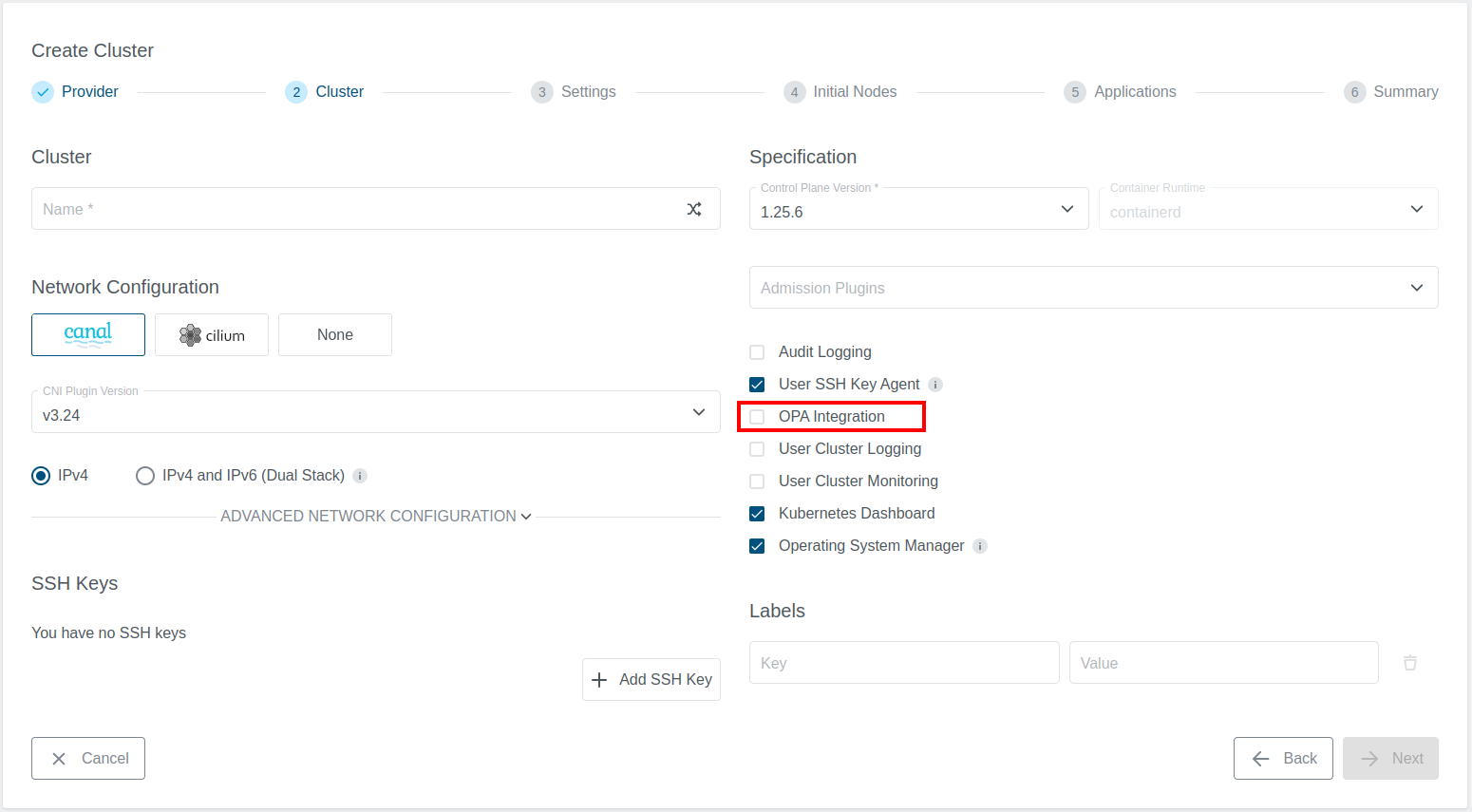 OPA Integration during Cluster Creation